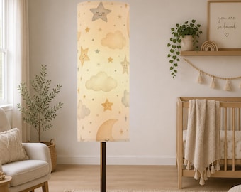 Moon and Stars Nursery Floor Lamp, Celestial Baby Room Lamp, Neutral Nursery Decor, Kids Floor Lamp, Boho Nursery Lighting