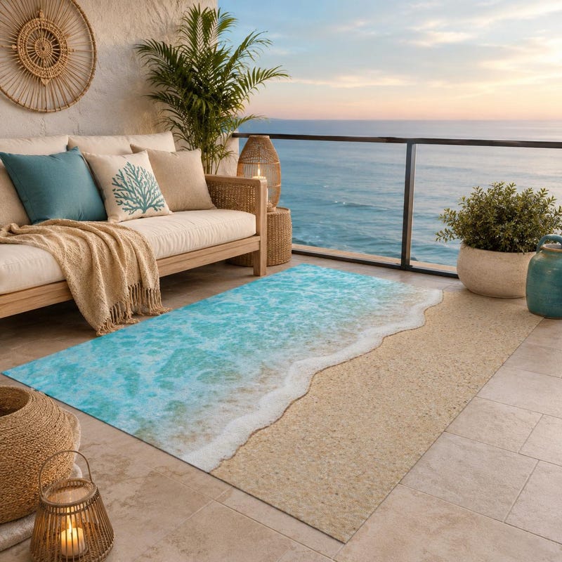 Beach Rug Shell Shape Outdoor Sand Rug - Etsy