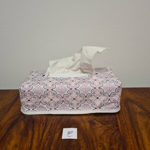 Hülle für Kosmetik-/Taschentücherbox, Wendehülle (passend für Rewe-Bio- und DM-Boxen) *** rosa Muster/ rosa Blumen (#19)