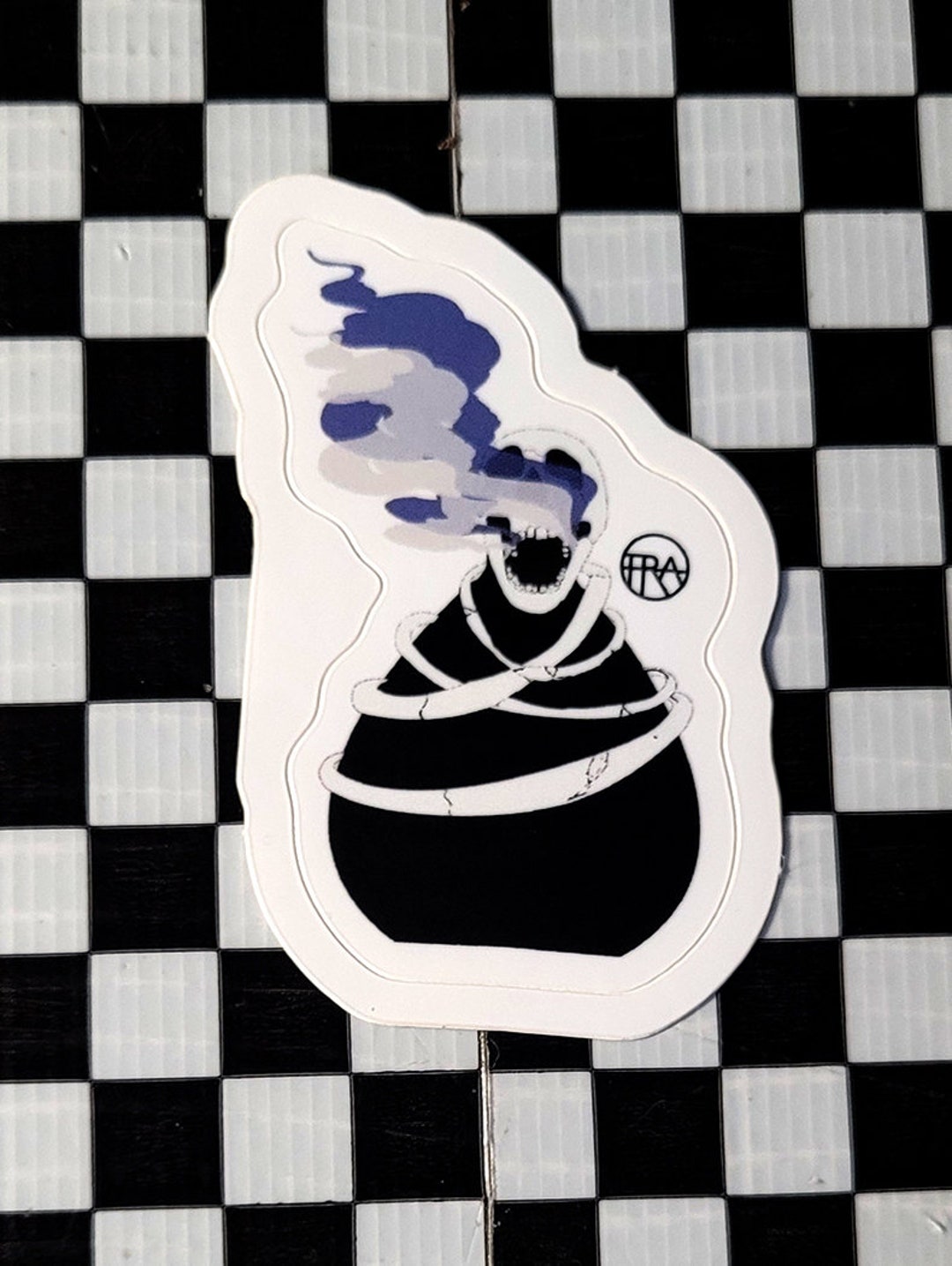 Skull Sticker, Perfume Art Sticker, Black and Blue Sticker, Water