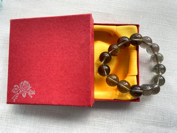 vintage smokey quartz beaded bracelet - image 3