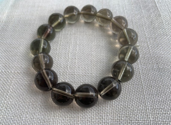 vintage smokey quartz beaded bracelet - image 2