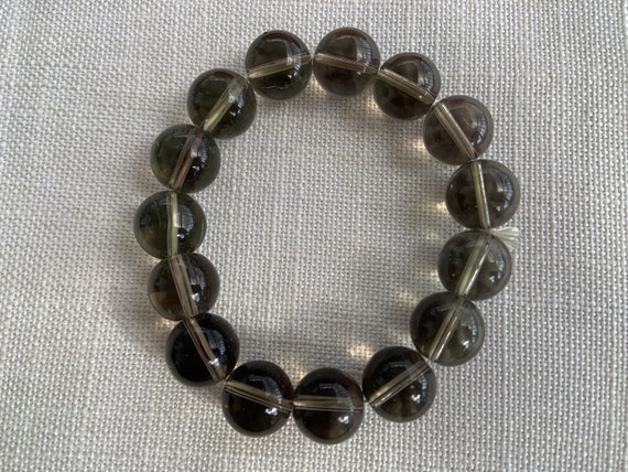 vintage smokey quartz beaded bracelet - image 4