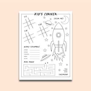 Juegos de menú de restaurante para niños/niños (para la parte posterior del menú) PDF