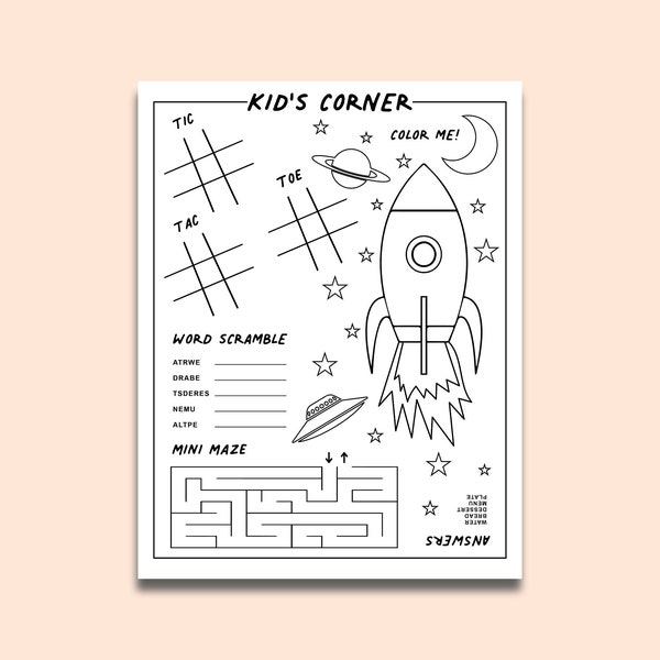 Kid's/Children's Restaurant Menu Games (For Back of Menu) PDF