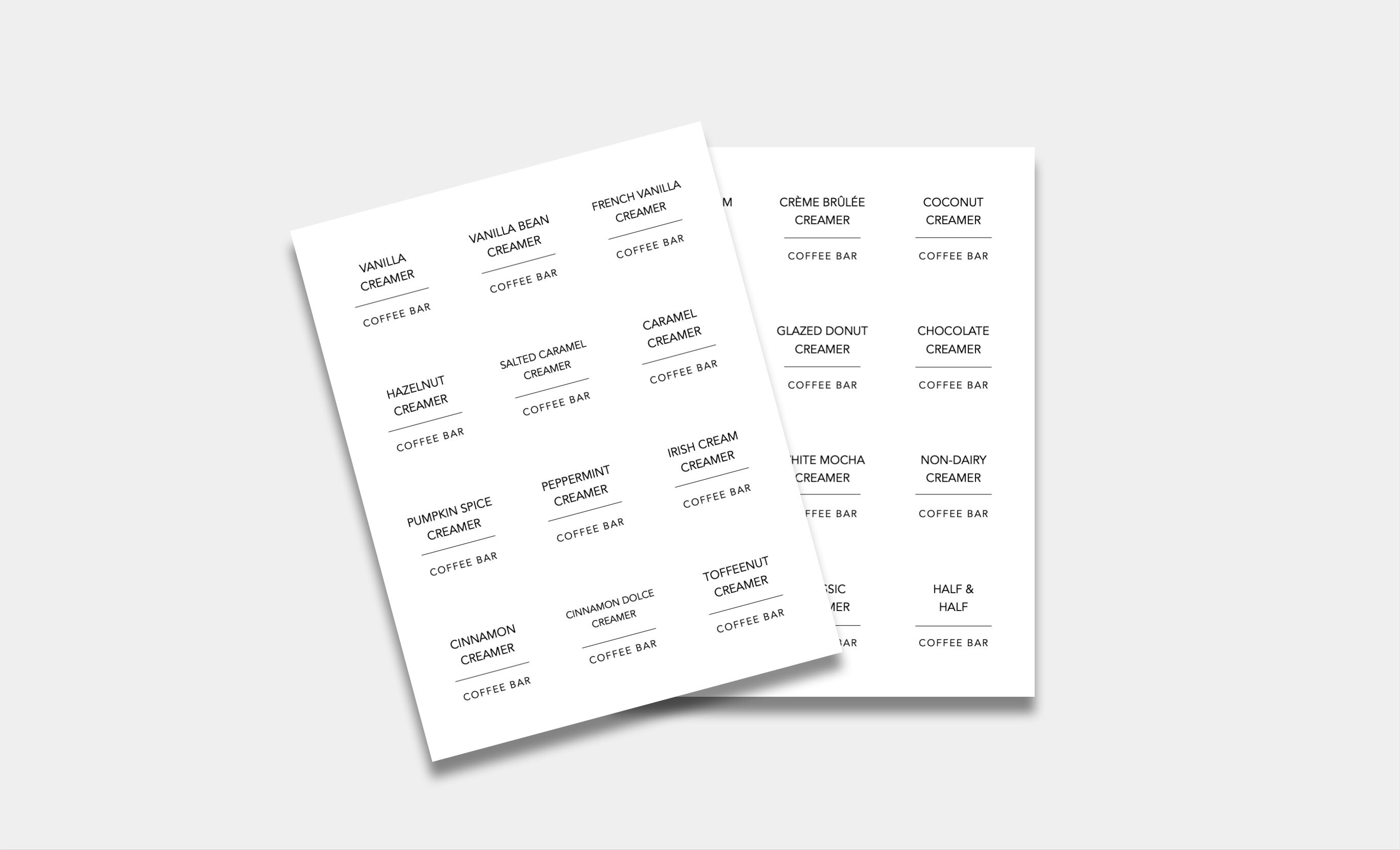 Minimal Coffee Creamer Labels printable 2x2 Avery Compatible - Etsy