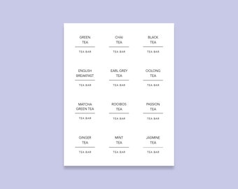 Minimal Tea Bar Labels (Printable) 2x2 Avery Compatible