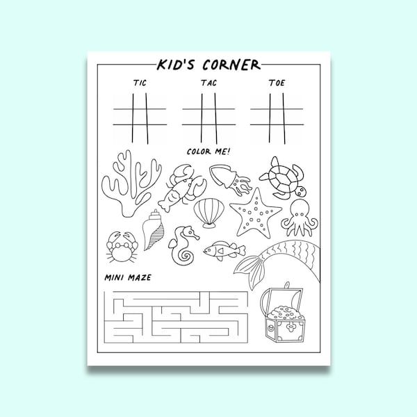 Kid's/Children's Restaurant Menu Games (For Back of Menu) PDF