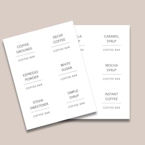 Minimal Coffee Bar Labels (Printable) 3x3 Avery Compatible
