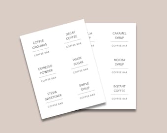 Minimal Coffee Bar Labels (Printable) 3x3 Avery Compatible