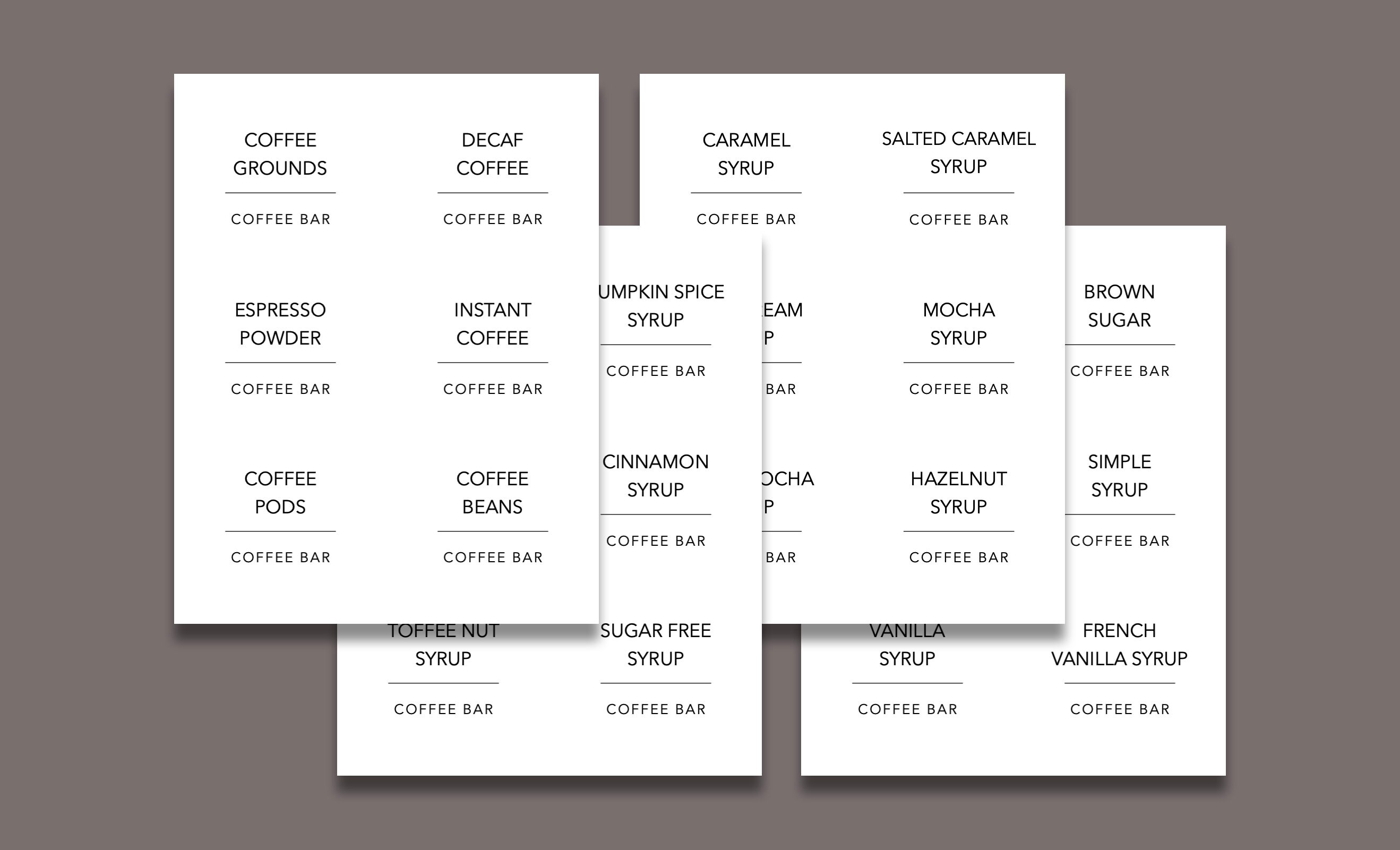 Minimal MEGA Coffee Bar Labels printable 3x3 Avery Compatible - Etsy