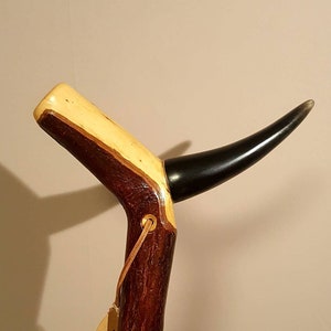 Hiking stick / hunting stick / outdoor stick &quot;Buffalo&quot; from the Heavy duty collection, blackthorn with horn, length: 155 cm