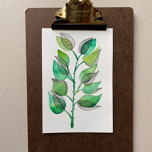 Aquarel postkaart (enveloppe inbegrepen) | Handgeschilderd | Individueel | Origineel | Wenskaart | Blad | Kaart Moderne Kunst