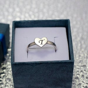 Initial Heart ring Minimalist Heart Custom Tiny Heart Ring
