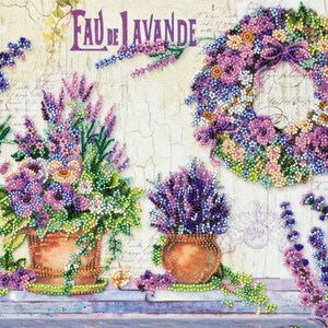 Borduurset kralen op kunstcanvas lavendelchantilly. DIY kralenset borduurpatroon, handwerken kralen