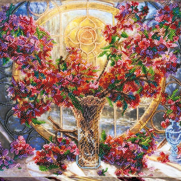 Bead embroidery kit on art canvas Gentle glow. DIY beadwork kit embroidery pattern, needlework beading