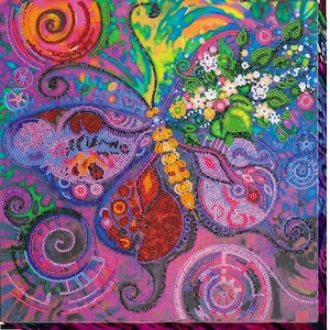 Bead embroidery kit on art canvas Fly of butterfly. Abris Art DIY beadwork kit embroidery pattern gift for her diy craft kit