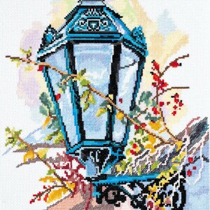 Cross stitch embroidery &quot;Lantern&quot;. Abris Art DIY cross stitch picture.