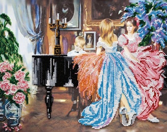 Bead embroidery kit on art canvas Concert. DIY beadwork kit embroidery pattern, needlework beading