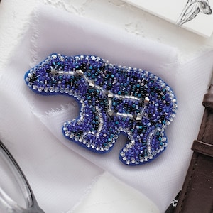 DIY Jewelry making kit, Seed beaded brooch "Ursa Major", Abris Art. Bead Embroidery, Needlework beading decoration.