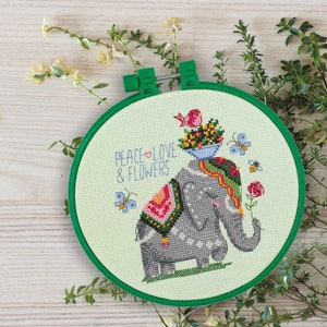 Cross stitch embroidery kit &quot;Elephant&quot;. Abris Art DIY cross stitch picture with frame 6.7&quot;