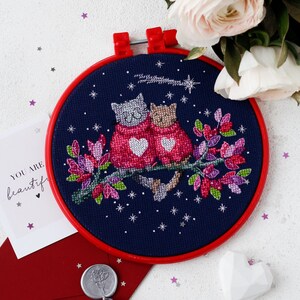 Cross stitch embroidery kit &quot;Date under the stars&quot;. Abris Art DIY cross stitch picture with frame 6.7&quot;