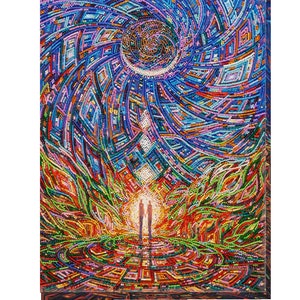 Bead embroidery kit on art canvas The awakening of love. Abris Art DIY beadwork kit embroidery pattern gift for her diy craft kit