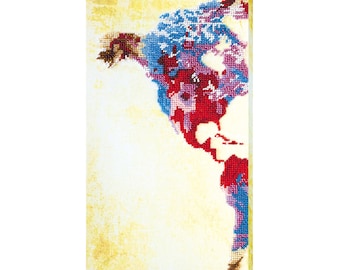 Perlenstickerei auf Kunstleinwand World Map-1. DIY Perlen Kit Stickmuster, Handarbeit Perlen