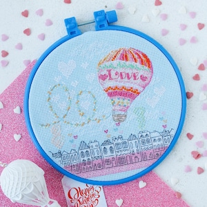 Cross stitch embroidery kit &quot;Love is in the air&quot;. Abris Art DIY cross stitch picture with frame 6.7&quot;