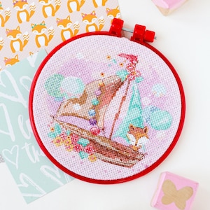 Cross stitch embroidery kit &quot;Under sail&quot;. Abris Art DIY cross stitch picture with frame 6.7&quot;