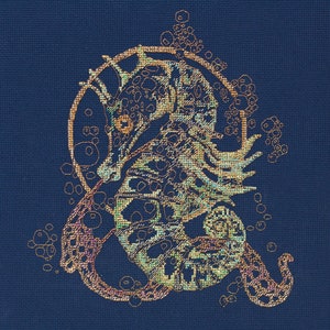 Cross stitch embroidery &quot;Sea Horse&quot;. Abris Art DIY cross stitch picture.