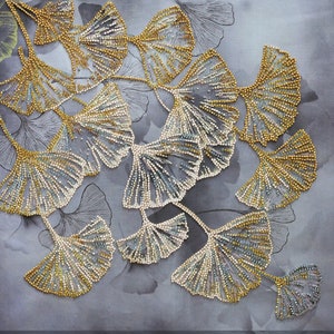 Bead embroidery kit on art canvas Ginkgo biloba. Abris Art DIY beadwork kit embroidery pattern gift for her diy craft kit