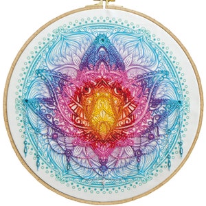 Bead embroidery kit on art canvas Flower of the East. Abris Art DIY beadwork kit embroidery pattern gift for her diy craft kit