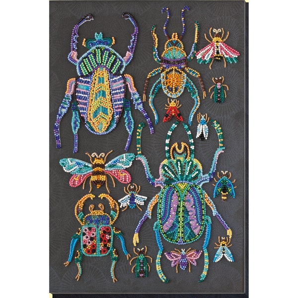 Bead embroidery kit on art canvas Bugs. Abris Art DIY beadwork kit embroidery pattern gift for her diy craft kit
