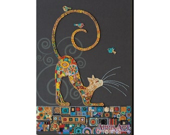 Borduurpakket kralen op kunstcanvas Kitty. DIY kralenset borduurpatroon, handwerken kralen
