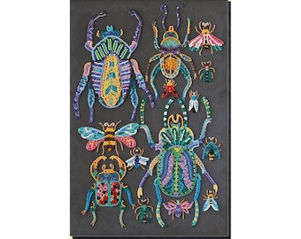 Bead embroidery kit on art canvas Bugs. Abris Art DIY beadwork kit embroidery pattern gift for her diy craft kit