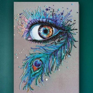 Bead embroidery kit on art canvas Royal gaze. Abris Art DIY beadwork kit embroidery pattern gift for her diy craft kit