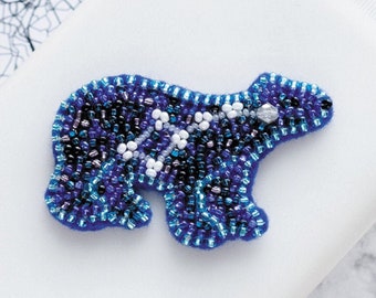 DIY Jewelry making kit, Seed beaded brooch &quot;Ursa Minor&quot;, Abris Art. Bead Embroidery, Needlework beading decoration.