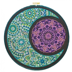 Bead embroidery kit on art canvas New Moon. Abris Art DIY beadwork kit embroidery pattern gift for her diy craft kit