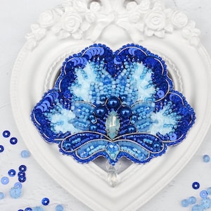 DIY Jewelry making kit, Seed beaded brooch &quot;Petrikyvka&quot;, Tela Artis. Bead Embroidery, Needlework beading decoration.