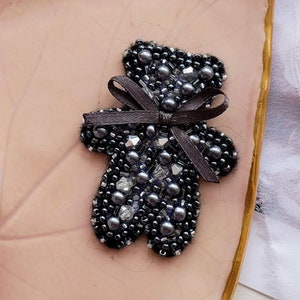 DIY Jewelry making kit, Seed beaded brooch "Bear", Abris Art. Bead Embroidery, Needlework beading decoration.