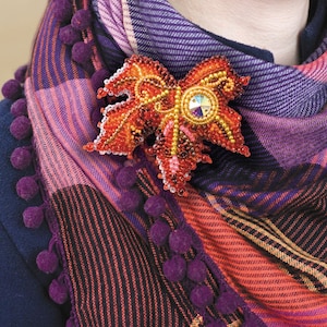 DIY Jewelry making kit, Seed beaded brooch &quot;Drop of the sun&quot;, Abris Art. Bead Embroidery, Needlework beading decoration.