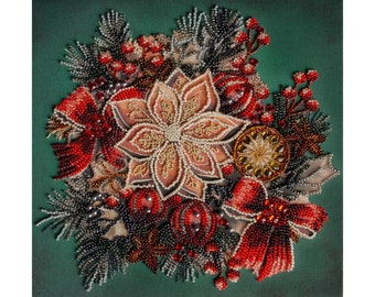 Bead embroidery kit on art canvas - The taste of Christmas. DIY beadwork kit embroidery pattern, needlework beading