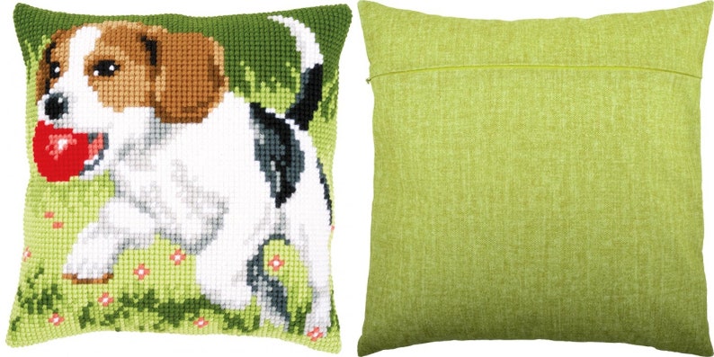Cross stitch embroidery kit Cross stitch pillow kit Beagle DIY Embroidery pillow kit size 16x 16 Vervaco