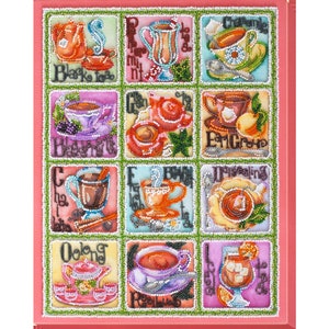 Kit de broderie de perles sur toile d'art Carte du thé. Kit de broderie perlée Abris Art DIY motif de broderie, cadeau pour elle, kit de bricolage