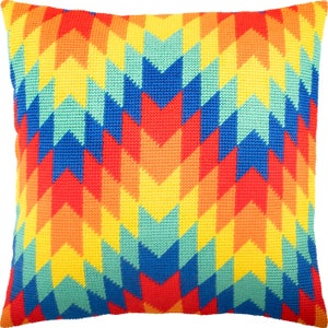 DIY Needlepoint Pillow Kit &quot;Peru&quot;, Half Cross Stitch Kit, Tapestry Cushion kit, Embroidery Pillow kit 16&quot;x16&quot; (40x40 cm), Printed Canvas