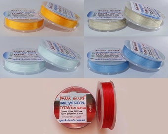 Threads for embroidery with beads by the piece, beading threads, colored threads, Apricot, Linen light, Pale blue, Light blue, Red