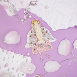 DIY Jewelry making kit, Seed beaded brooch "Sweetie", Abris Art. Bead Embroidery, Needlework beading decoration.