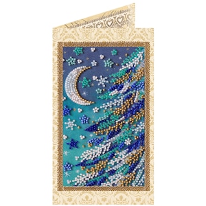 Kit de bordado de cuentas postal sobre lienzo artístico Noche nevada. Abris Art Kit de bordado de cuentas DIY Patrón de bordado Kit de manualidades de bricolaje para Navidad y Año Nuevo