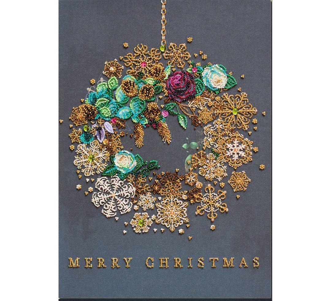 Bead Embroidery Kit on Art Canvas New Year Wreath USA Warehouse. Abris